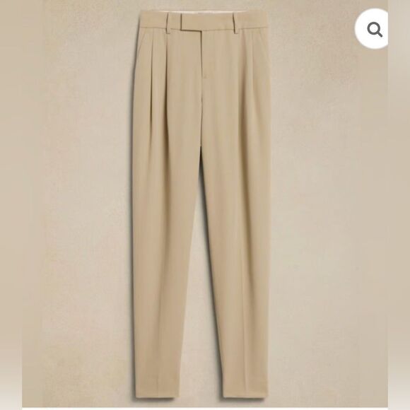 Banana Republic Vasto Pleated Italian Wool Pant Tan/Khaki size 14 - Picture 2 of 7